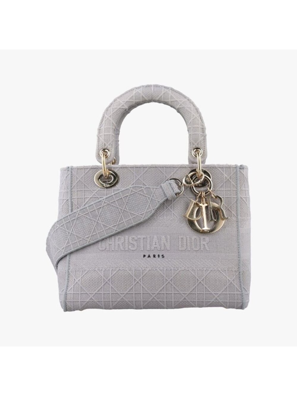 Dior Lady D-lite Gray Jacquard Handbag